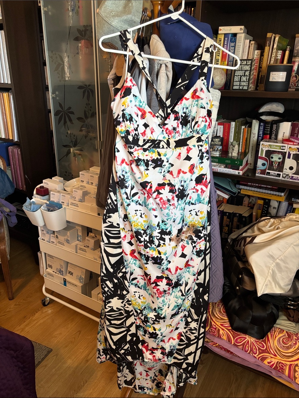 Volcom Floral Abstract V-Neck Maxi Dress - White Multicolor